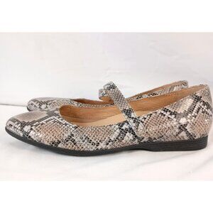 Dansko Lilly Mary Jane Flats Gray Snake Print Leather 38 Adjustable